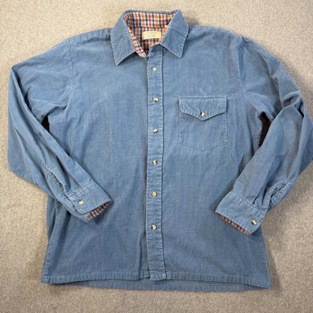 Parkshire for Parisian Vintage Blue Corduroy Button Down Shirt Men's Large Blue